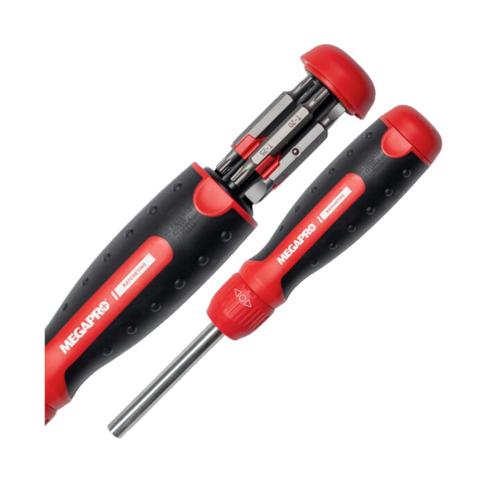 Megapro Marketing USA NC 211R2C36RD Ratcheting Screwdriver, Red - Image 1